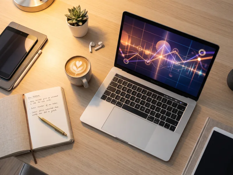 Γραφείο σύνταξης bonus desk με laptop και σημειώσεις
